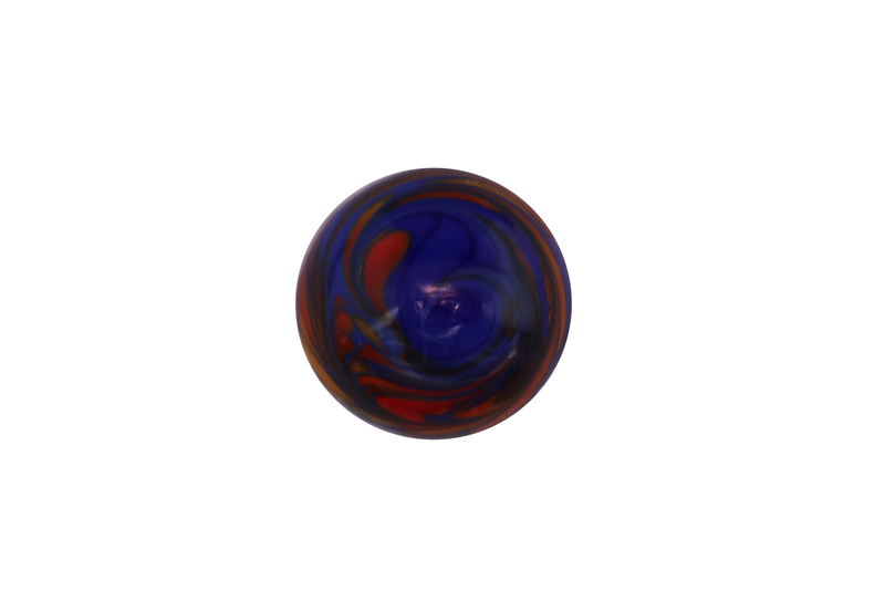 Cabochon en verre artisanal - bleu rouge et orange