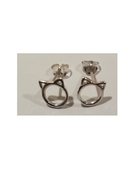 boucle d'oreille chat en 6 mm- en argent 925 - la paire