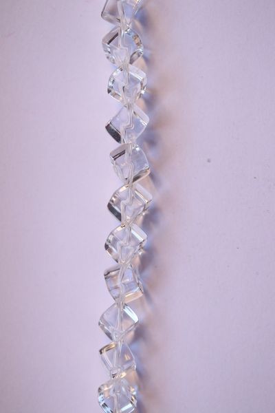 Perle en pierre naturelle - cristal de roche transparent carrée trou diagonal
