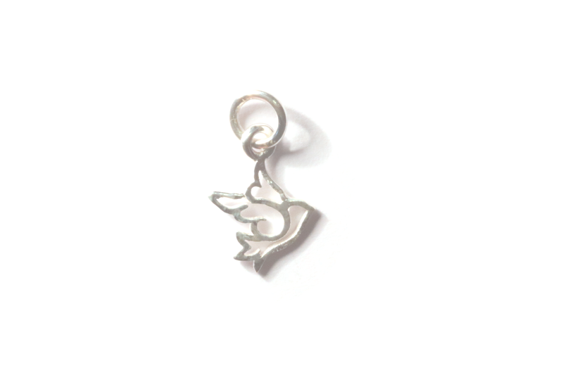Breloque en forme d'oiseau avec anneau en argent 925