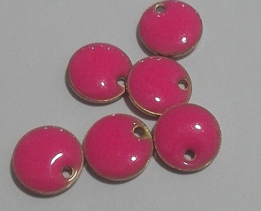 médaillon 8 mm émaillé rose recto/verso
