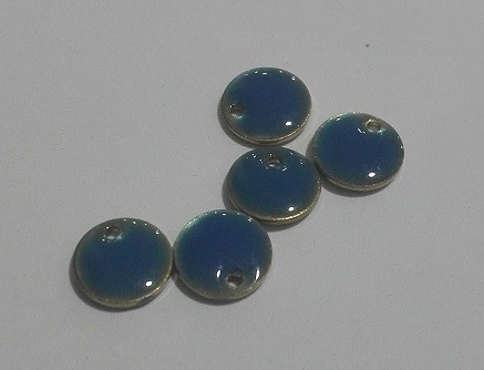 médaillon 8 mm émaillé bleu roi recto/verso