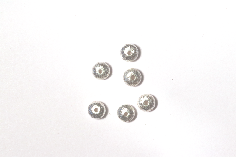 Perle en forme de roue brossé 6 mm - en argent 925