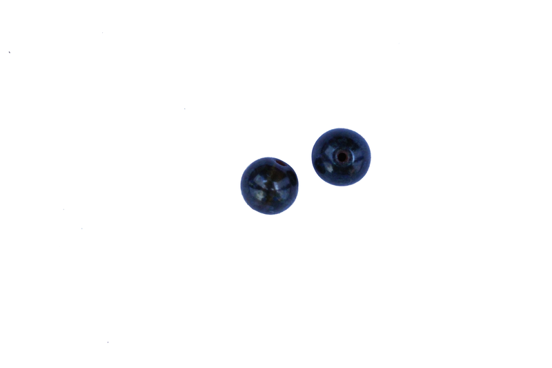Perle en verre ronde - noir / vert x10