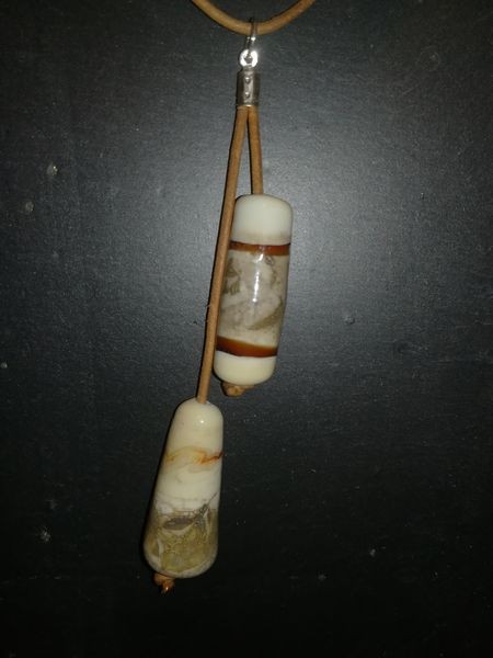 "Collier de verre " les strates" - différents bruns"