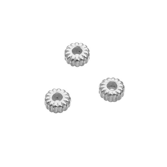 Perle en forme de roue - rayée - 3mm - en argent 925 x5