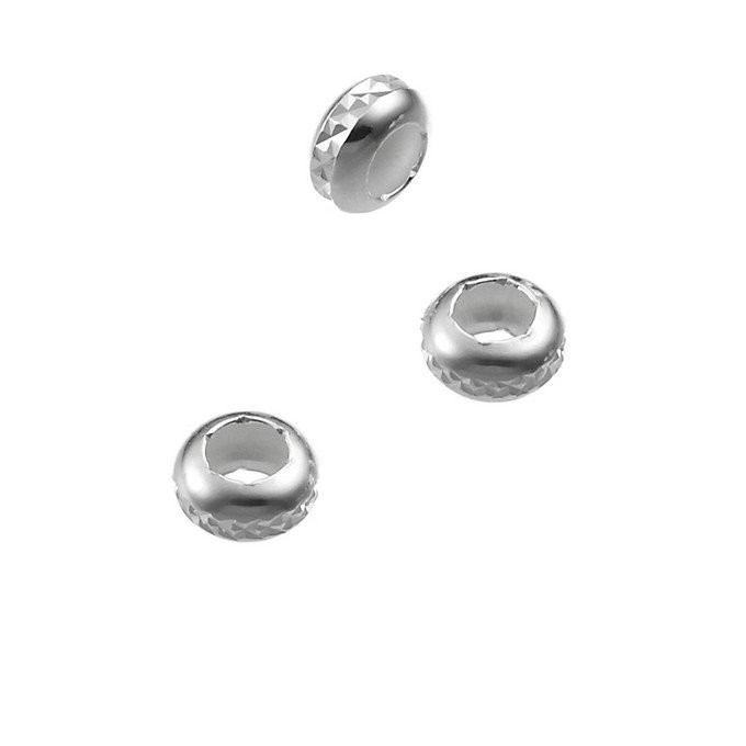 Perle en forme de roue - 5 mm - facetté - en argent 925