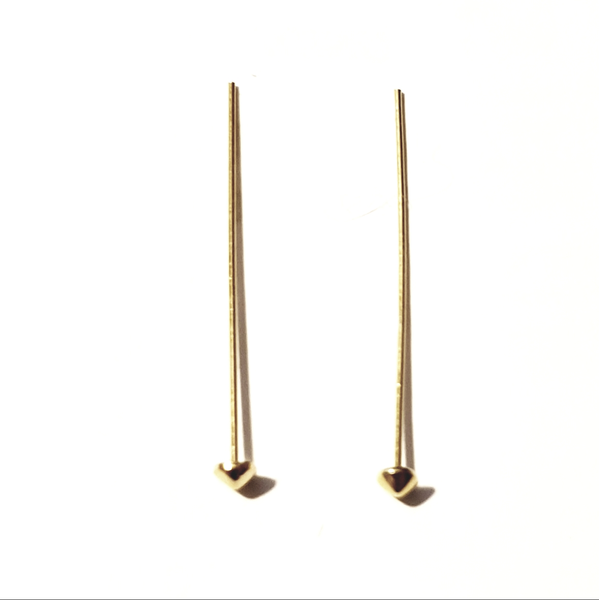 Tiges / clous 27mm tête triangulaire 2.5 mm - en argent 925 doré