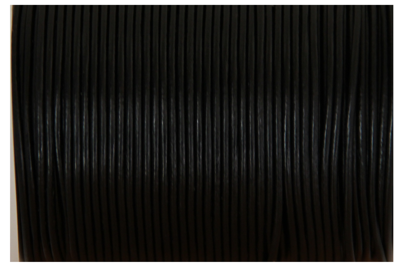 Cordon cuir rond - 2 mm - noir - par 1 mètre