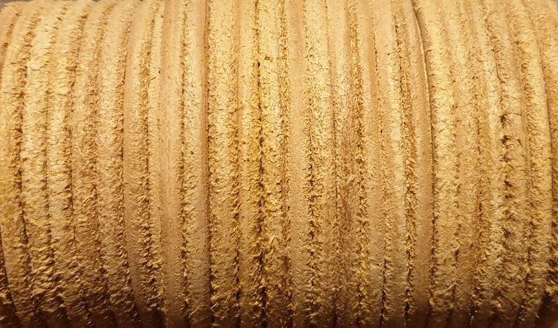 Cordon cuir rond - 4 mm - couleur naturelle - par 50 cm