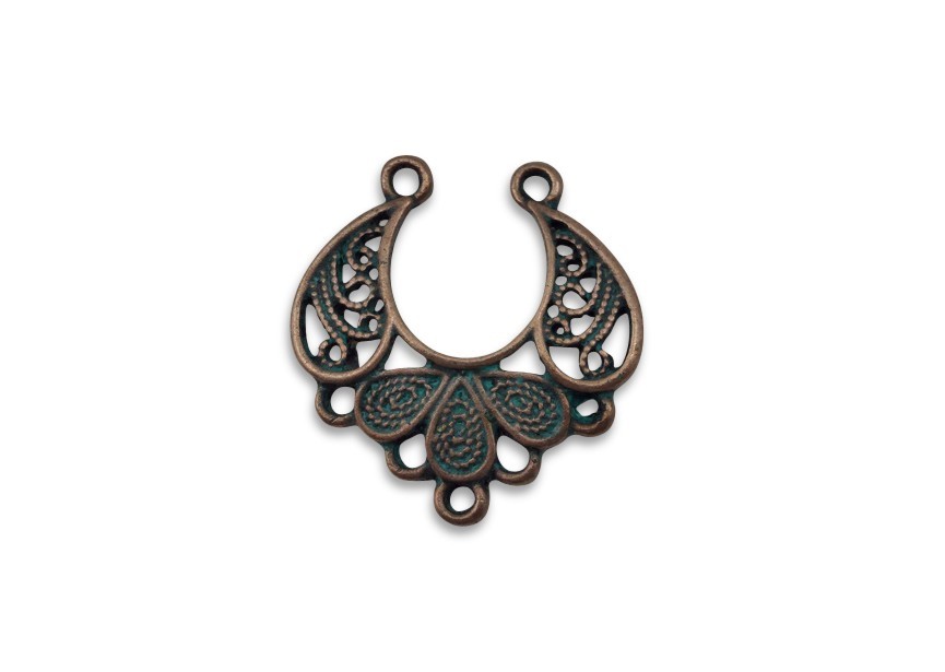 pendentif en vieil cuivré avec un couleur verte