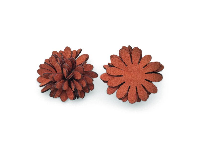 Fleur à coller imitation orange foncé - daim 24 mm