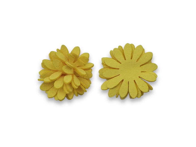 Fleur à coller imitation jaune - daim 24 mm