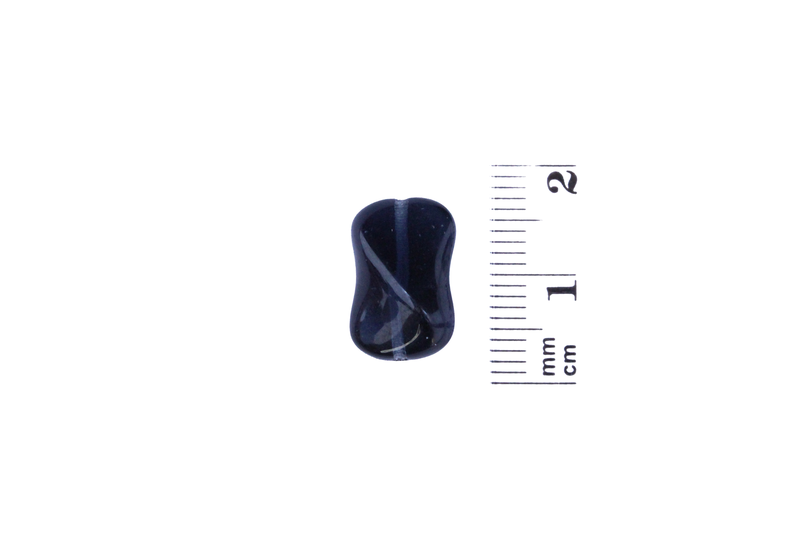 Perle en verre rectangulaire osselet - bleu foncé transparent