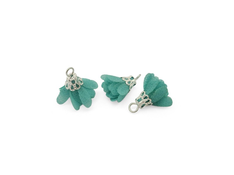 Pendentif fleur bleu avec anneau d'attache