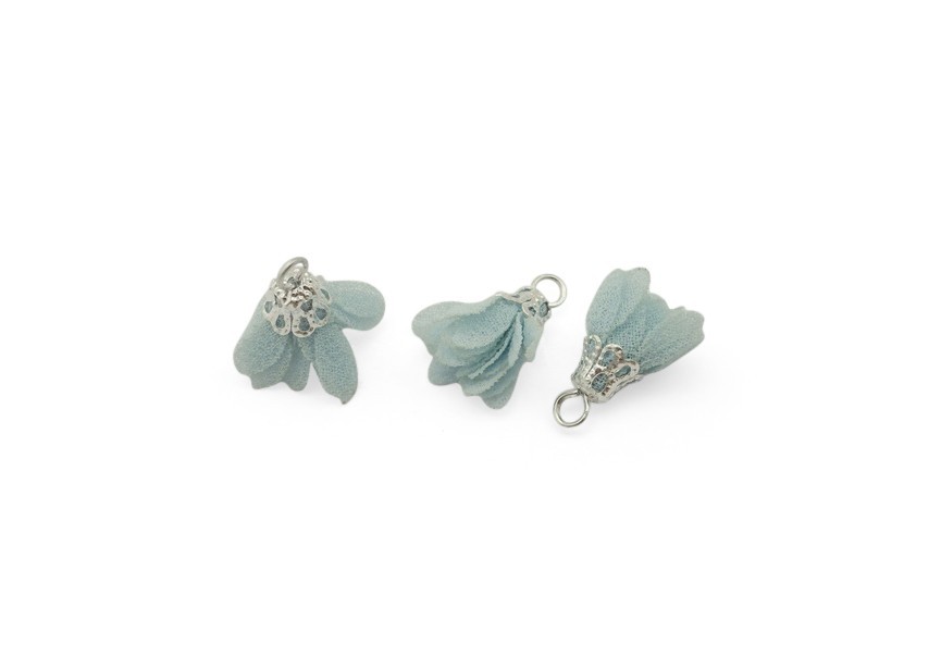 Pendentif fleur bleu clair avec anneau d'attache