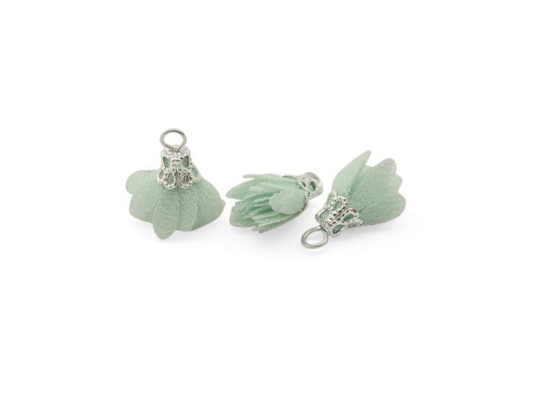 Pendentif fleur bleu d'eau avec anneau d'attache