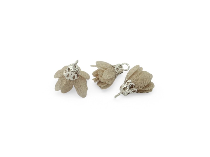 Pendentif fleur beige avec anneau d'attache