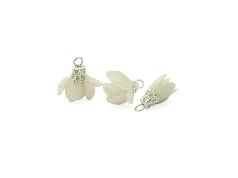 Pendentif fleur blanc crème avec anneau d'attache