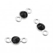 Spinelle noire serties argent 925 rondes 4mm 2 anneaux