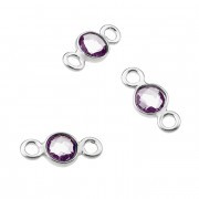 Améthyste sertie argent 925 rondes 4mm 2 anneaux