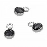 Spinelle noire sertie argent 925 rondes 4mm 1 anneau