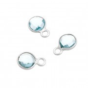 Quartz hydrothermal topaze bleu ciel sertie argent 925 rondes 6 mm 1 anneau