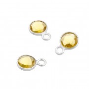 Quartz hydrothermal citrine sertie argent 925 rondes 6 mm 1 anneau