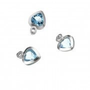 Breloques coeurs cristal topaze sertie argent 925 rondes 6 mm 1 anneau