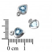 Breloques coeurs cristal topaze sertie argent 925 rondes 6 mm 1 anneau