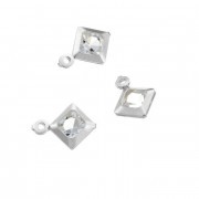 Breloques carré cristal blanc sertie argent 925 rondes 5 mm 1 anneau