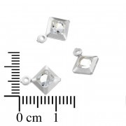Breloques carré cristal blanc sertie argent 925 rondes 5 mm 1 anneau