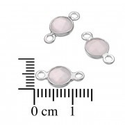 Quartz rose briolettes sertie argent 925 rondes 6,9 mm 2 anneaux