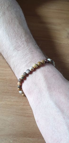 Bracelet en bois fossilisé / mat et poli pour homme