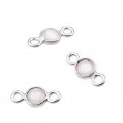 Quartz rose sertie briolette ronde 4 mm 2 anneaux