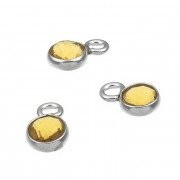 Quartz hydrothermal Citrine sertie briolette ronde 4mm 1 anneau