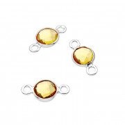 Quartz hydrothermal citrine briolettes serties rondes 6mm 2 anneaux