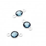 Topaze bleu serties rondes 6mm 2 anneaux