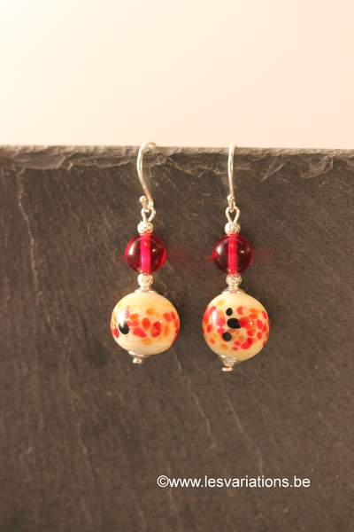 kit boucles d'oreille en perles d'artisan - rouge