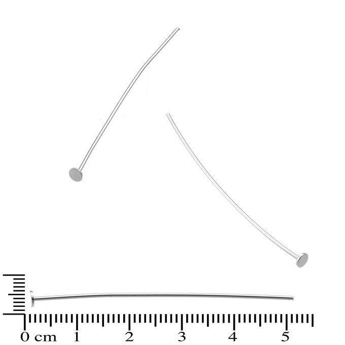 Tiges / clous 8 mm avec tête plate de 3 mm - en argent 925