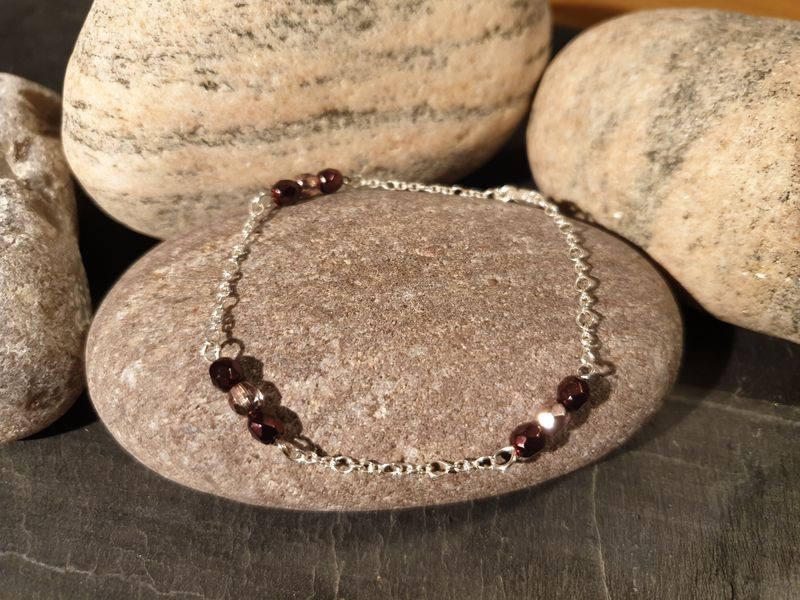 Bracelet en argent 925 - perles de verre de bohème