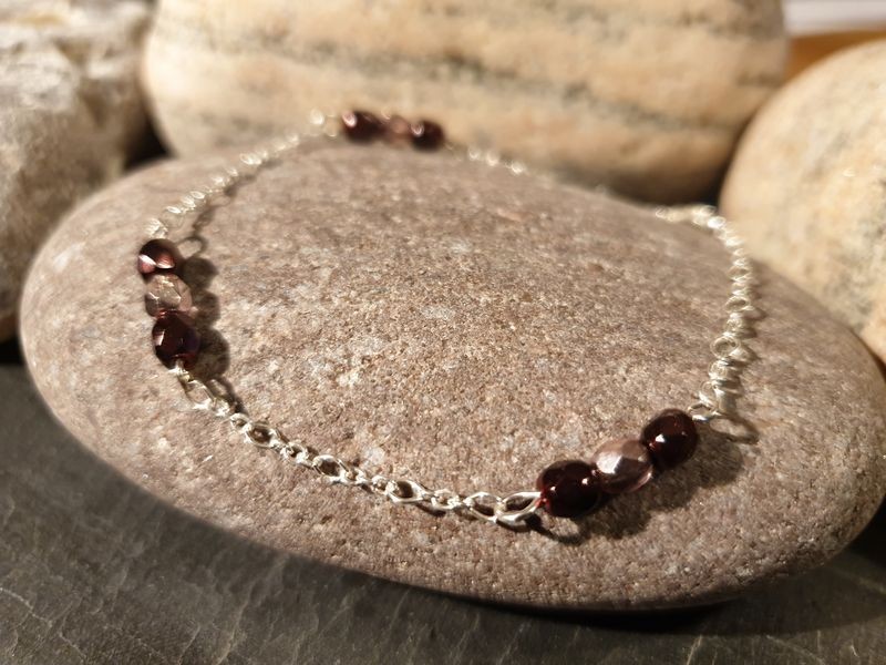 Bracelet en argent 925 - perles de verre de bohème