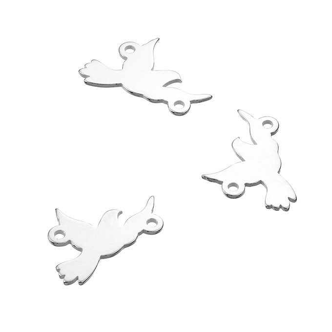 Intermédiaire en forme d'oiseau avec 2 anneaux en argent 925