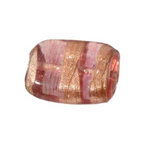 Perle en verre carrée coin arrondi - fuschia - ligne cuivrée