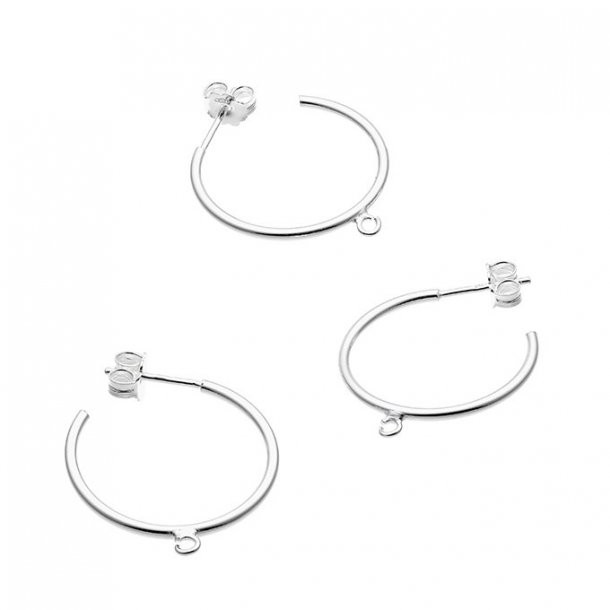 boucle d'oreille Créoles 20mm 1 anneau tube 1,5mm- en argent 925 - la paire