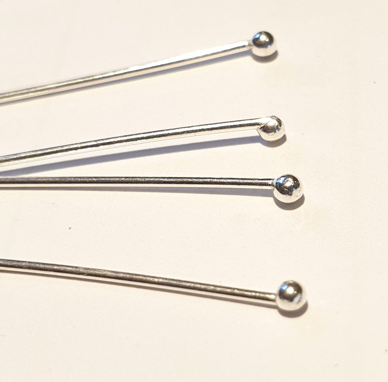 Tiges / clous 6 cm m tête ronde 2 mm - en argent 925