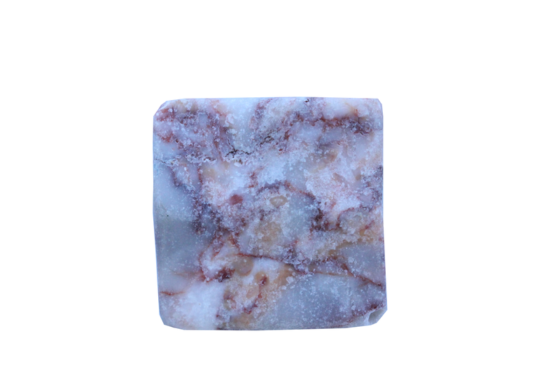 Perle en pierre naturelle - carrée - marbre - rose - trou sur l'angle