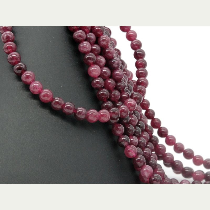 Perle en pierre naturelle Grenat - ronde - rouge