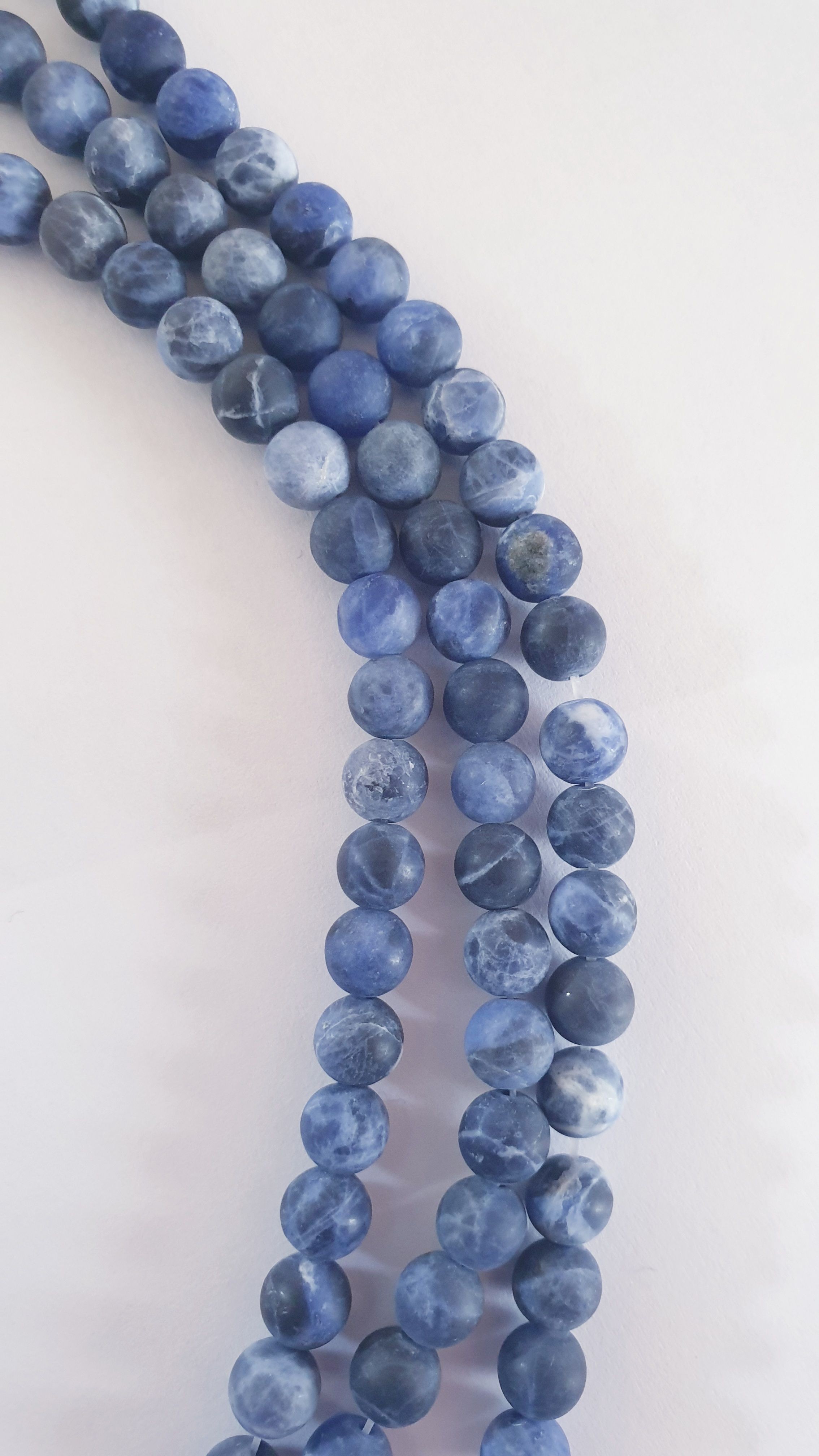 Perle en pierre naturelle - sodalite bleu mat - vendu par fil - 6 mm