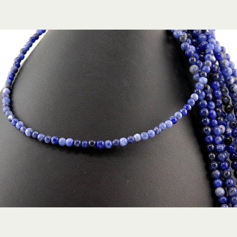 Perle en pierre naturelle - sodalite bleu- vendu par fil - 4 mm